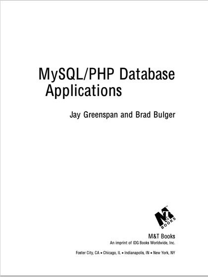 MySQL/PHP Database Applications