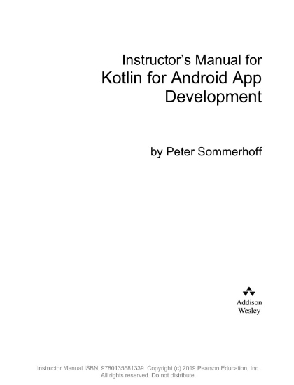 Instructor’s Manual for Kotlin for Android App Development