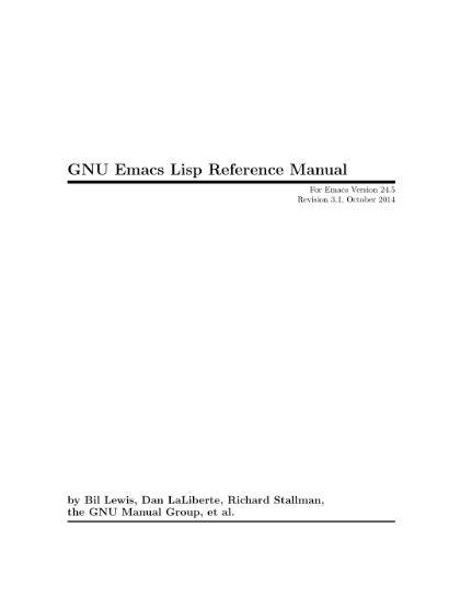 GNU Emacs Lisp Reference Manual For Emacs Version 24.5
